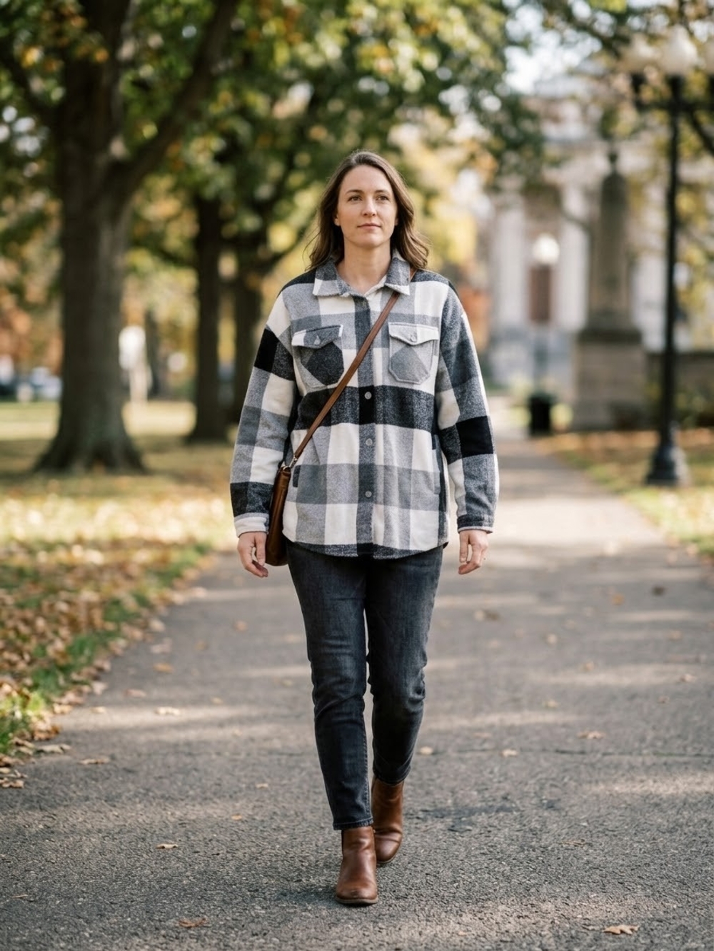 Source Unknown Black & White Plaid Utility Shacket
